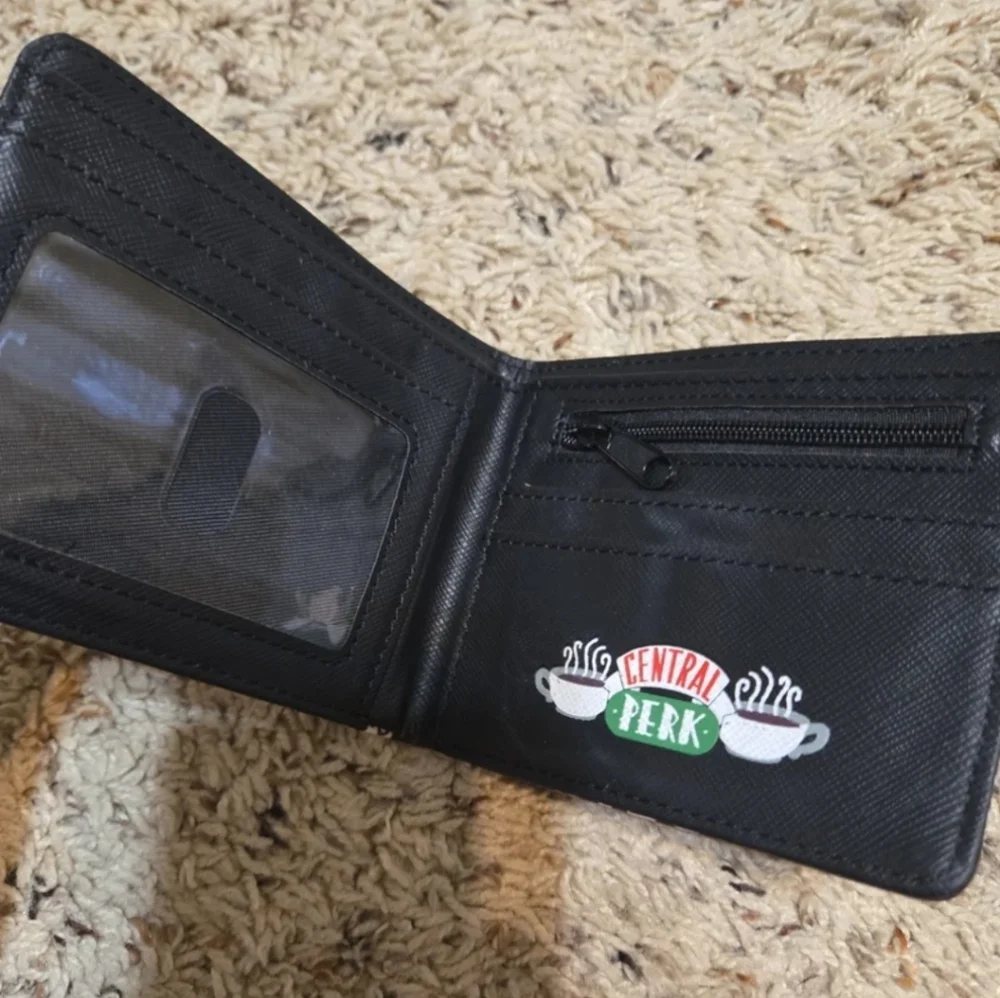 Friends TV Show Themed Small Wallet - Black with Orange & White Accents
